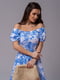 Квіткова блакитна сукня з відкритими плечима | 6845040 | фото 4