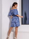 Синя сукня з принтом і відкритими плечима | 6845077 | фото 3