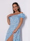 Біло-блакитна бавовняна сукня з розрізом | 6845089 | фото 4