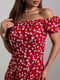 Червона ретро сукня з квіткової бавовни | 6845090 | фото 4