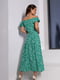 Зелена квіткова сукня з відкритими плечима | 6845092 | фото 3