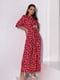 Червона бавовняна сукня-сорочка з бічними розрізами | 6845102 | фото 2