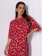 Червона бавовняна сукня-сорочка з бічними розрізами | 6845102 | фото 4