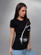 Чорна бавовняна футболка з силуетним малюнком | 6845278 | фото 2