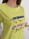 Салатова трикотажна футболка з написами | 6845295 | фото 4