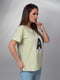 Салатова вінтажна футболка з принтом | 6845304 | фото 2