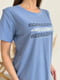 Синя вільна футболка з анімалістичним принтом | 6845319 | фото 4