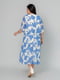 Голубое платье А-силуэта в принт с коротким рукавом | 6845357 | фото 4
