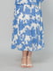 Голубое платье А-силуэта в принт с коротким рукавом | 6845357 | фото 6