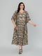 Бежевое платье А-силуэта в леопардовый принт с коротким рукавом | 6845360 | фото 2