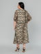 Бежевое платье А-силуэта в леопардовый принт с коротким рукавом | 6845360 | фото 5