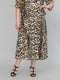 Бежевое платье А-силуэта в леопардовый принт с коротким рукавом | 6845360 | фото 7