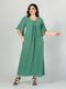Зеленое платье А-силуэта с втачным рукавом | 6845361 | фото 2