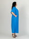 Голубое платье А-силуэта с втачным рукавом | 6845362 | фото 4
