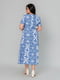 Голубое платье А-силуэта в принт с коротким рукавом | 6845369 | фото 3