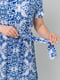 Блакитна сукня А-силуету в принт з коротким рукавом | 6845369 | фото 5