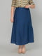 Синяя лляная широкая юбка со сборкой | 6845380 | фото 2