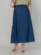 Синяя лляная широкая юбка со сборкой | 6845380 | фото 5