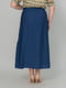 Синяя лляная широкая юбка со сборкой | 6845380 | фото 6