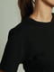 Чорна укорочена бавовняна футболка | 6845588 | фото 3