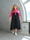 Котонова рожево-чорна сукня | 6847057