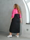 Котонова рожево-чорна сукня | 6847057 | фото 2