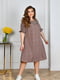 Штапельна коричнева сукня-міді вільного крою з принтом | 6846355 | фото 2