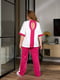 Біло-рожевий костюм-двійка «Метелик»: футболка і штани | 6846590 | фото 3