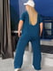Костюм-двійка синій: кофта з коротким рукавом та штани | 6846639 | фото 2