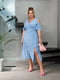 Блакитна сукня-міді в квітковий принт з розрізом на ніжці | 6846716 | фото 6