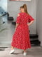 Сукня-міді червона в квітковий принт з розрізом на ніжці | 6846717 | фото 3
