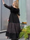 Комбінована чорна сукня-максі із прошви та льону | 6846724 | фото 2