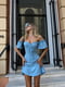 Блакитна міні-сукня в горох зі шнурівкою на спинці | 6846726 | фото 4