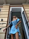 Блакитна міні-сукня в горох зі шнурівкою на спинці | 6846726 | фото 6