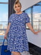 Синя принтована сукня А-силуету з оборкою по подолу | 6846783 | фото 2