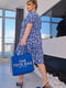Синя принтована сукня А-силуету з оборкою по подолу | 6846783 | фото 3