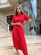 Червона сукня-міді із шовкового софту в квітковий принт | 6846790 | фото 3