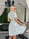 Ментолова сукня А-силуету із шовкового софту в квітковий принт | 6846792 | фото 4