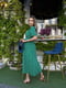 Зелена сукня-міді зі штапелю в квітковий принт | 6846801 | фото 2