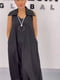 Довга чорна льняна сукня вільного фасону | 6846809 | фото 3