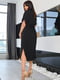 Чорна сукня вільного крою з відлітним поясом-зав’язкою | 6846843 | фото 2