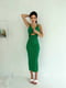 Приталена сукня міді зелена | 6846875 | фото 6