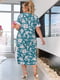 Бірюзова вільна сукня-міді з квітковим принтом | 6846881 | фото 2