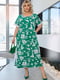 Зелена вільна сукня-міді з квітковим принтом | 6846884 | фото 3