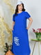 Синя сукня із жатки з принтом | 6846977 | фото 2