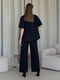 Льняний чорний костюм Лорен з брюками-палаццо та сорочкою    | 6847100 | фото 3
