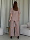 Льняний бежевий костюм Лорен з брюками-палаццо та сорочкою    | 6847103 | фото 3