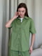 Льняний зелений костюм Лорен з брюками-палаццо та сорочкою    | 6847104 | фото 4