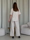 Льняний бежевий костюм Лорен з брюками-палаццо та сорочкою | 6847105 | фото 3