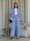 Льняний блакитний костюм Лорен з брюками-палаццо та сорочкою    | 6847106 | фото 2